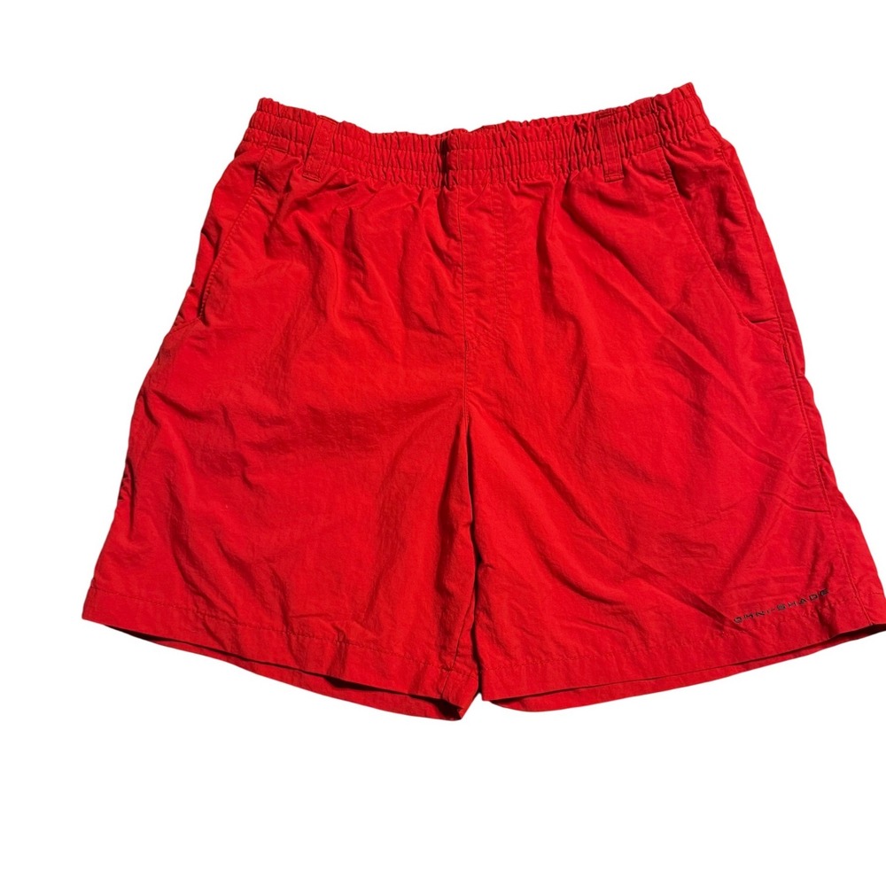 Columbia PFG Omni-Shade Shorts Boys‎ Large 14/16 Red Nylon Mesh Lined AB4668